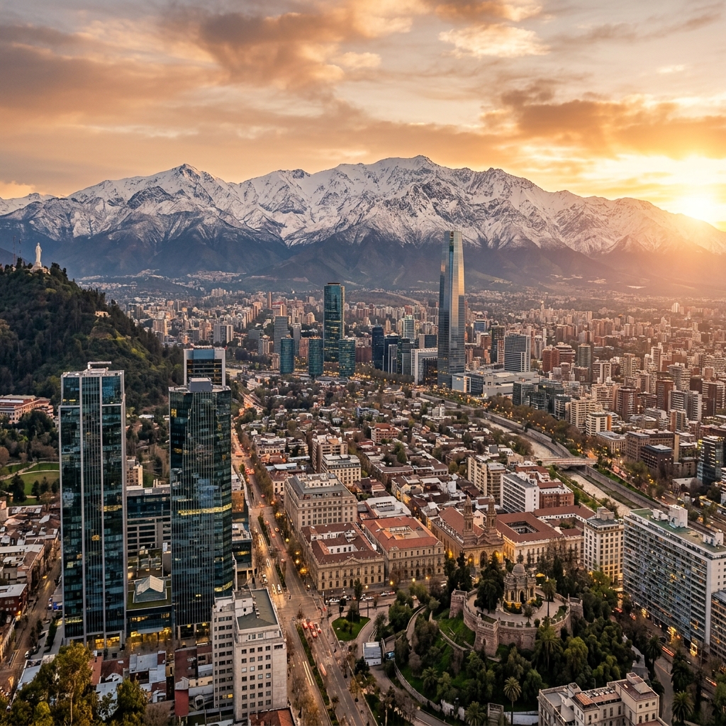 Santiago de Chile y la Cordillera de los Andes al atardecer
